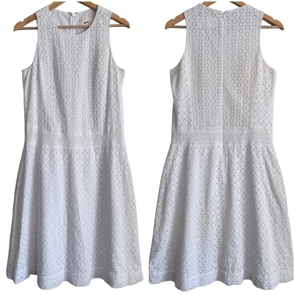 J. CREW COLLECTION Preppy Peasant Dropped Waist Embroidered Eyelet Midi Dress 6 - Picture 1 of 11